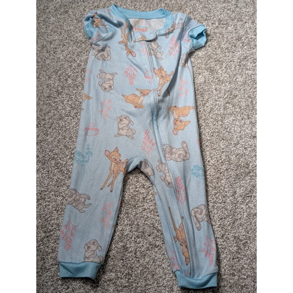 Disney Baby Soft Blue Bambi Baby Girl 9 Mos 1pc Pajama's‎ Sleeper Thumper